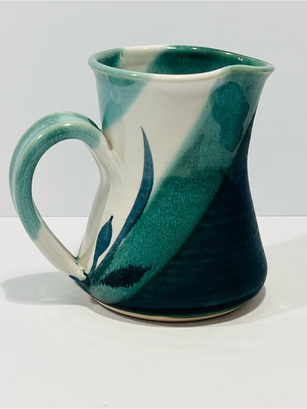 Vintage Lizzy Handmade Studio Pottery Glazed Pattern Creamer Pitcher Signed 4.75